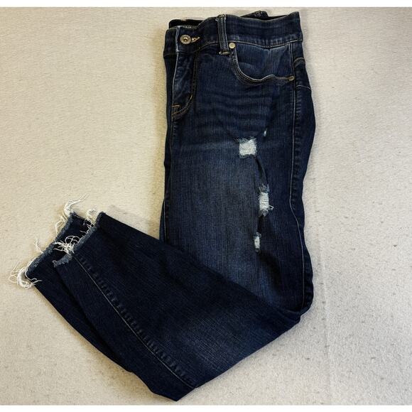Torrid Jeans Womens 14S Bombshell Skinny Distressed Frayed Hem Blue Denim Pants - Picture 1 of 9